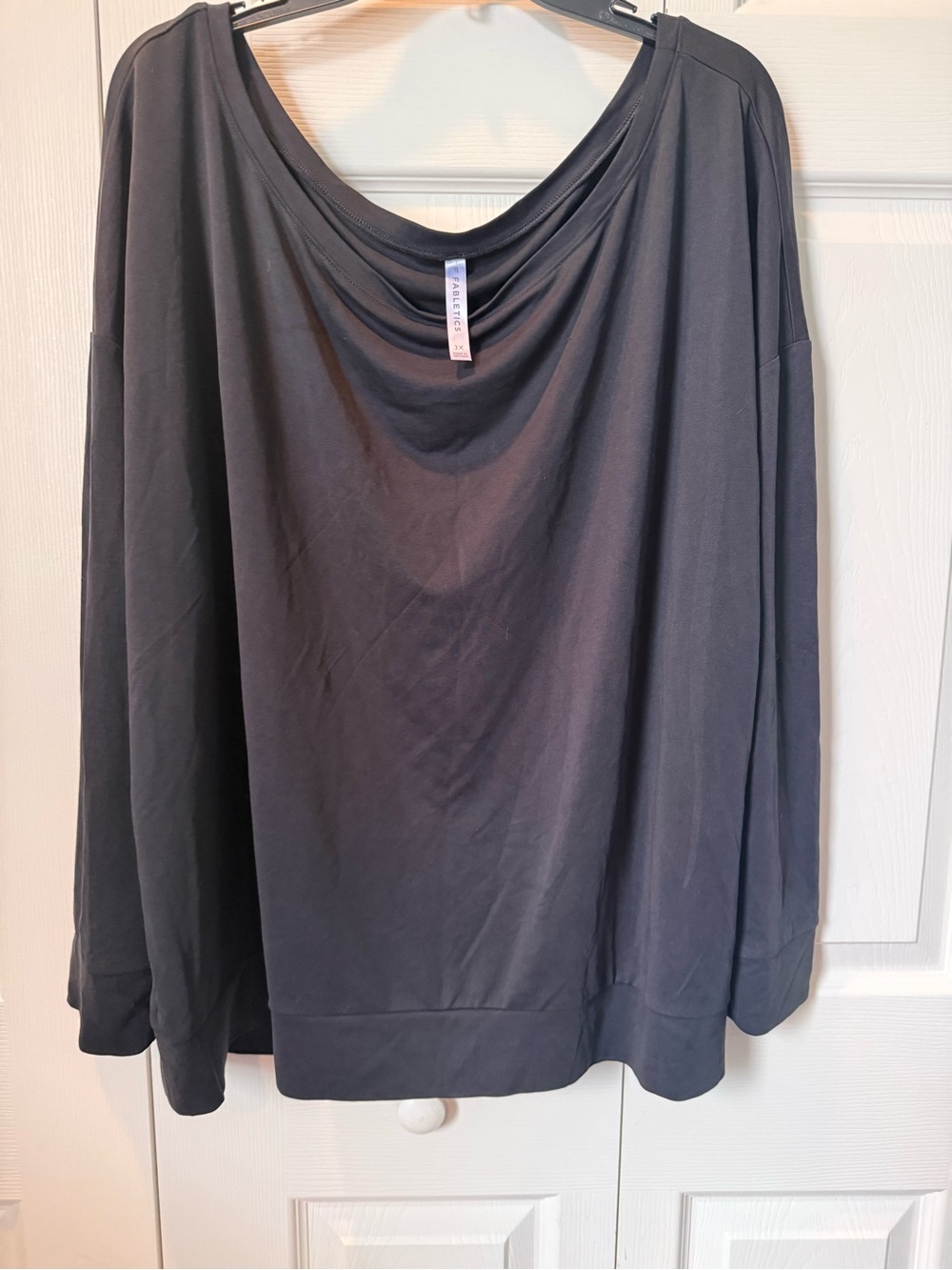 # Fabletics 3X Charcoal Grey Cloud Jersey Off-shoulder Sweatshirt - Picture 3 of 7
